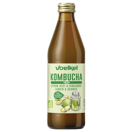 Kombucha Citron Vert & Gingembre 33cl - Voelkel Maroc vente en ligne epicerie Fine 