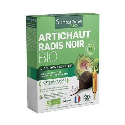 Artichaut Bio Radis Noir Bio, 20 ampoules - SANTAROME BIO