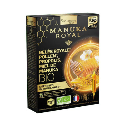 Gelée Royale Pollen Propolis Miel de Manuka Bio, 20 ampoules- SANTAROME BIO