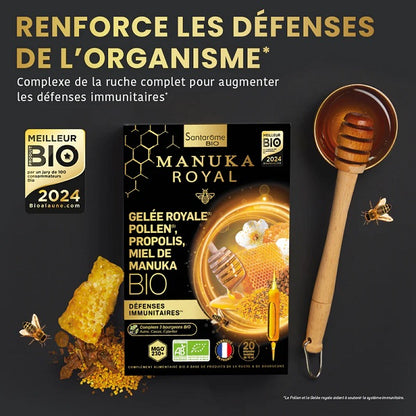 Gelée Royale Pollen Propolis Miel de Manuka Bio, 20 ampoules- SANTAROME BIO