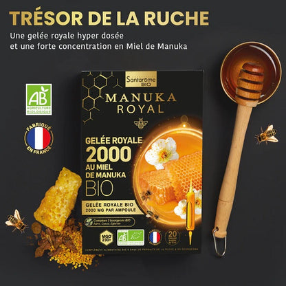 Gelée Royale 2000 au Miel de Manuka Bio, 20 ampoules - SANTAROME BIO