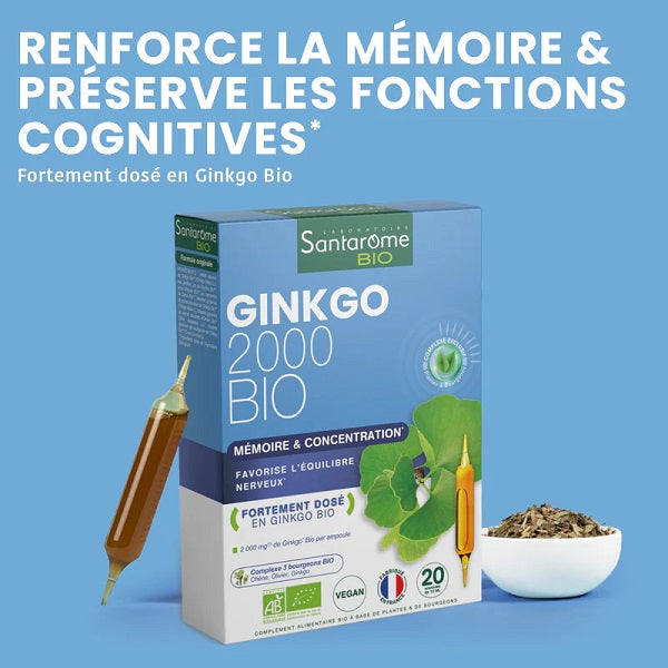 Ginkgo Bio 2000, 20 ampoules- SANTAROME BIO