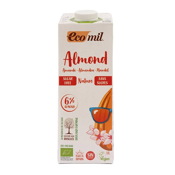 Lait d'amande 6% sans sucres Bio 1L - ECOMIL Maroc vente en ligne epicerie Fine 