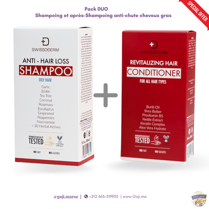 Pack DUO Shampoing et après-Shampoing anti-chute cheveux gras ( OILY HAIR ) - SWISSODERM