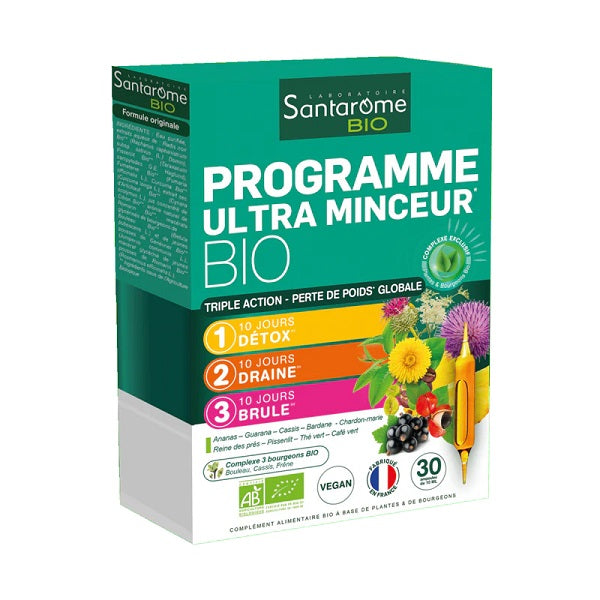 Programme Ultra Minceur Bio, 30 ampoules - SANTAROME BIO