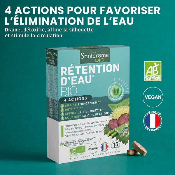 Rétention d'Eau Bio, 15 comprimés - SANTAROME BIO