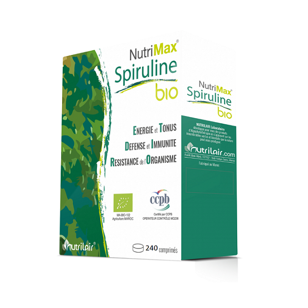 Spiruline bio en Comprimés - NUTRIMAX Maroc vente en ligne epicerie Fine 