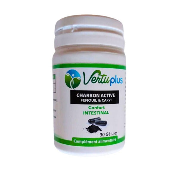 Charbon activé Confort intestinal, 30 Gélules - VertuPlus