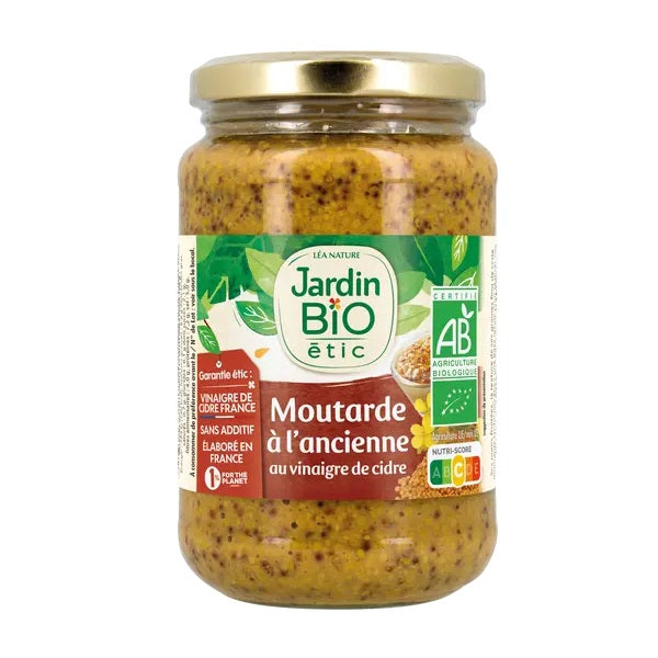 Moutarde à l'ancienne au vinaigre de cidre, 350g - JARDIN BIO