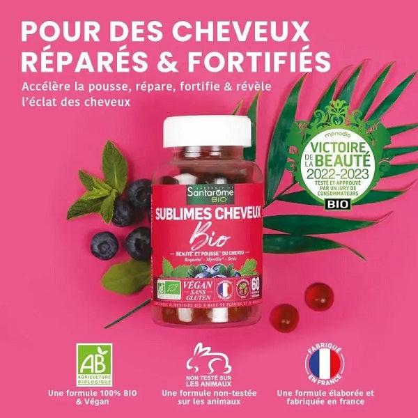 Sublimes cheveux BIO, 60 GUMMIES - SANTAROME BIO