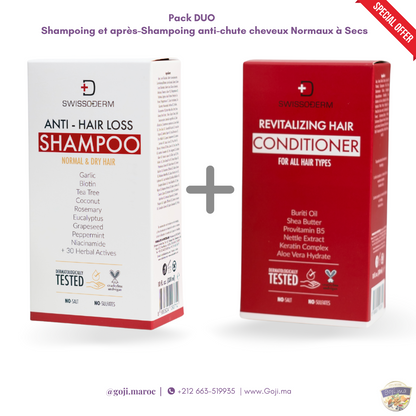 Pack DUO Shampoing et après-Shampoing anti-chute Cheveux Normaux à Secs (NORMAL HAIR ) - SWISSODERM