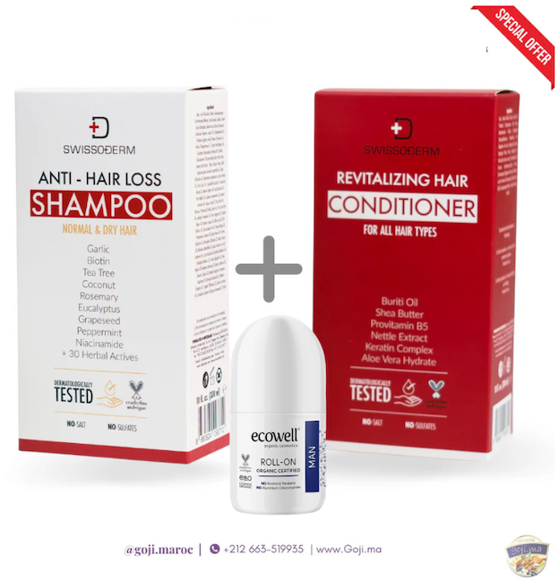 Pack TRIO Shampoing et après-Shampoing anti-chute Cheveux Normaux à Secs (NORMAL HAIR ) +Déodorants BIO pour homme